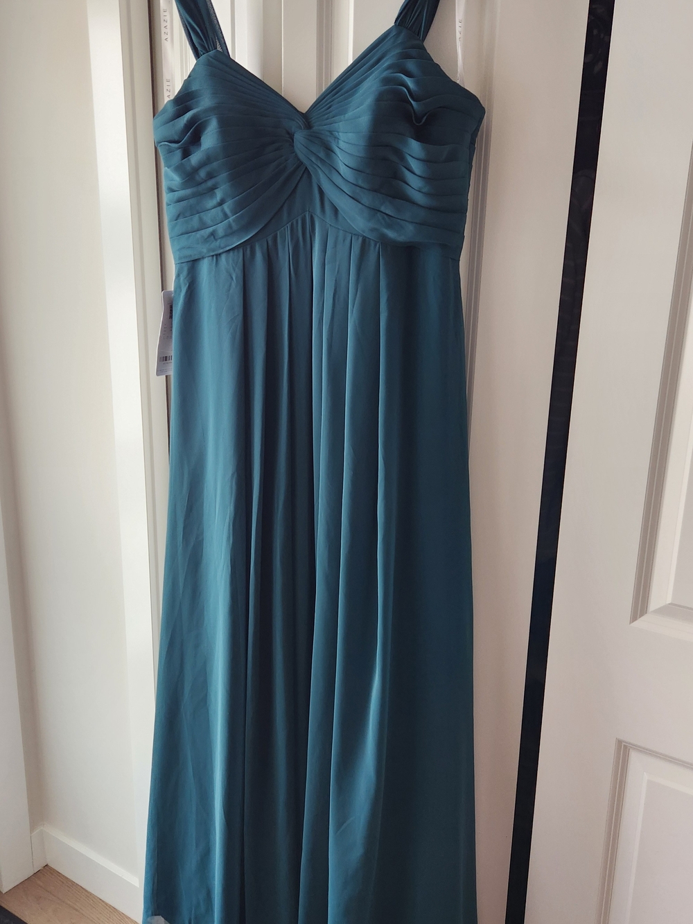 Azazie Kaitlynn Pine Empire Ruched Chiffon Convertible Dress